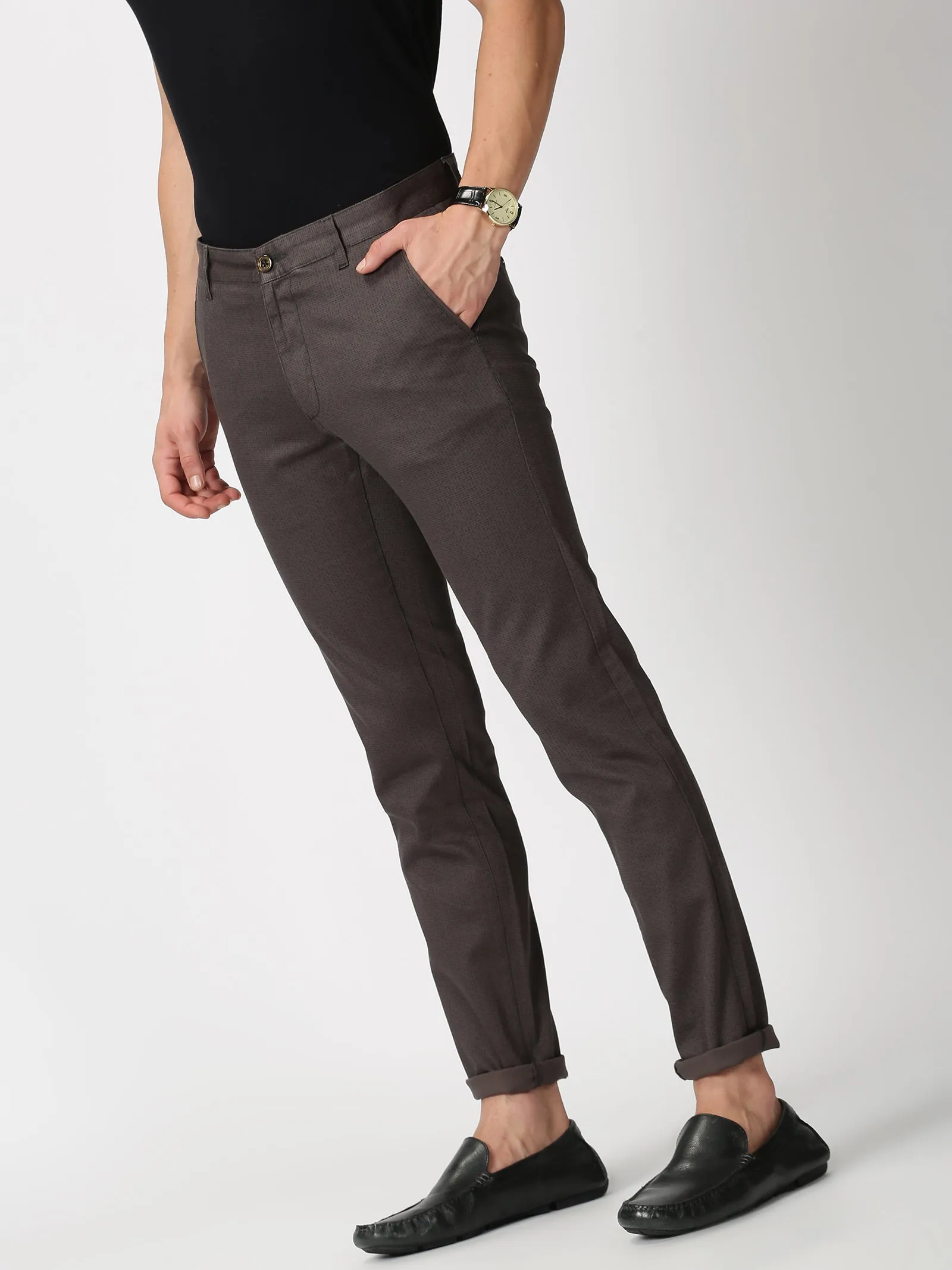 MEN'S DK GREY PRINT JASON FIT TROUSER