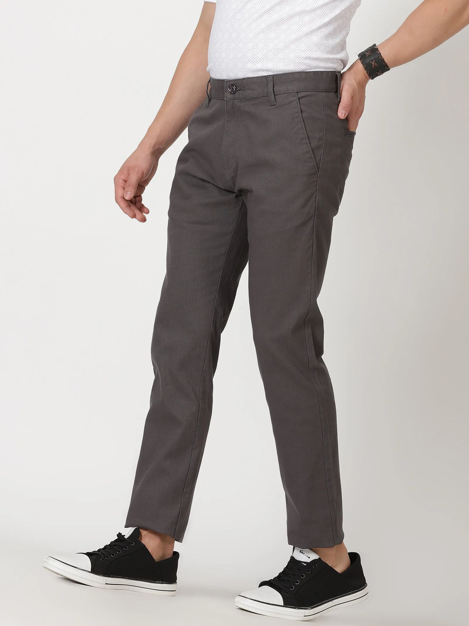 MEN'S DK GREY SOLID JASON FIT TROUSER
