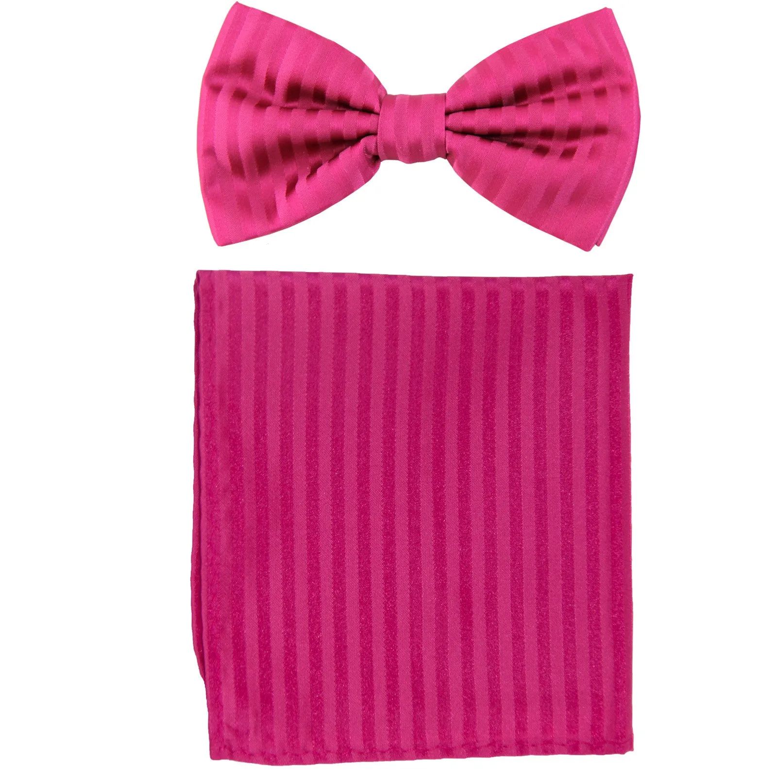New formal men's pre tied Bow tie & Pocket Square Hankie stripes