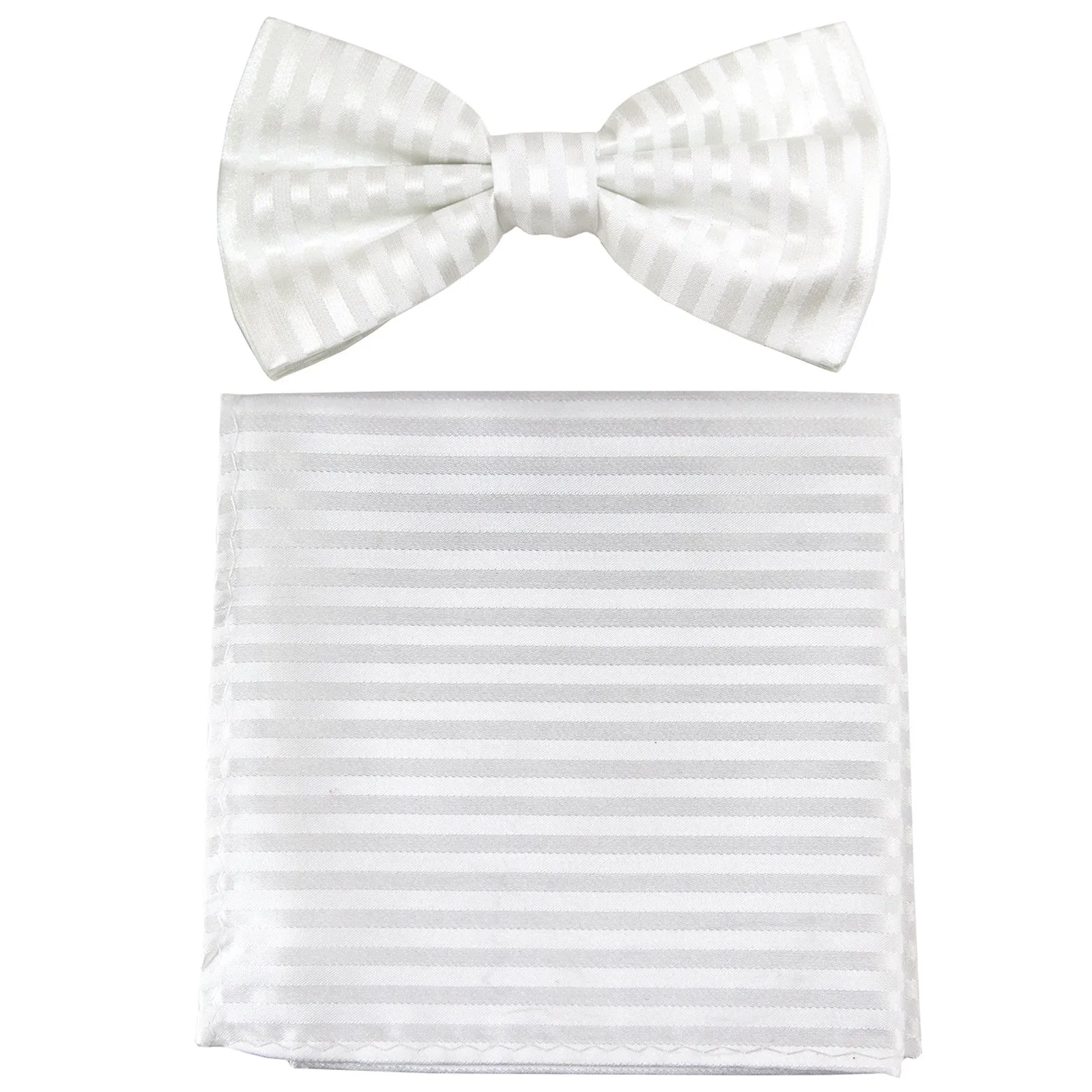New formal men's pre tied Bow tie & Pocket Square Hankie stripes