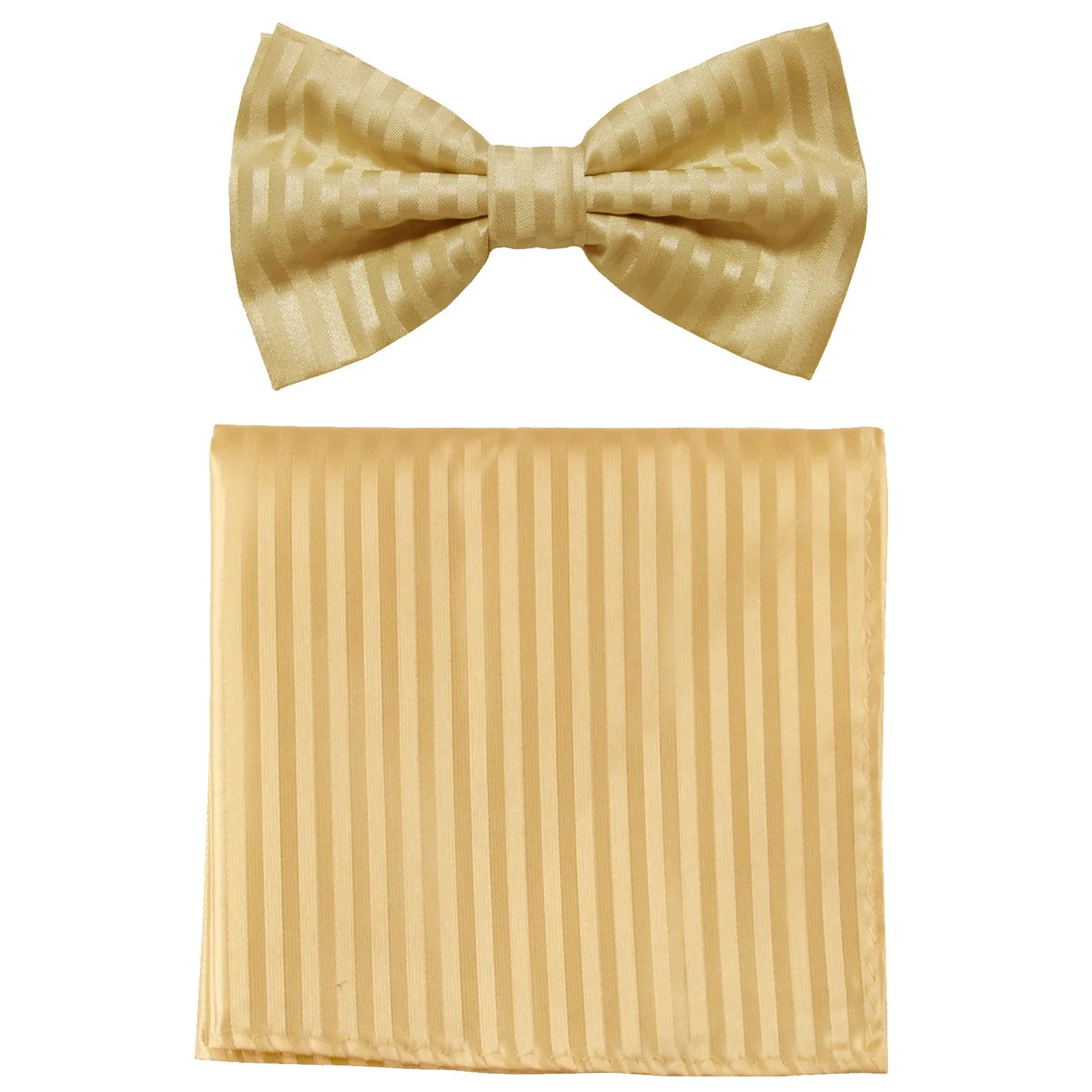 New formal men's pre tied Bow tie & Pocket Square Hankie stripes
