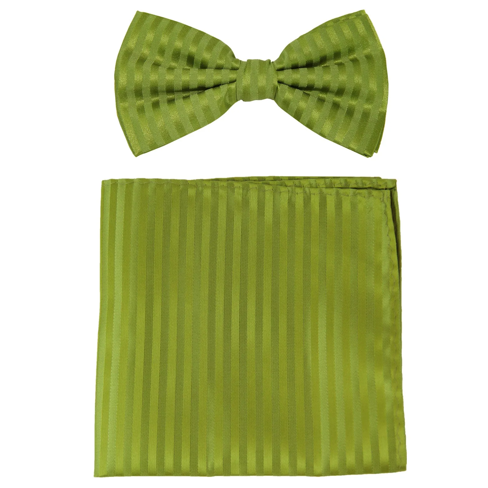 New formal men's pre tied Bow tie & Pocket Square Hankie stripes