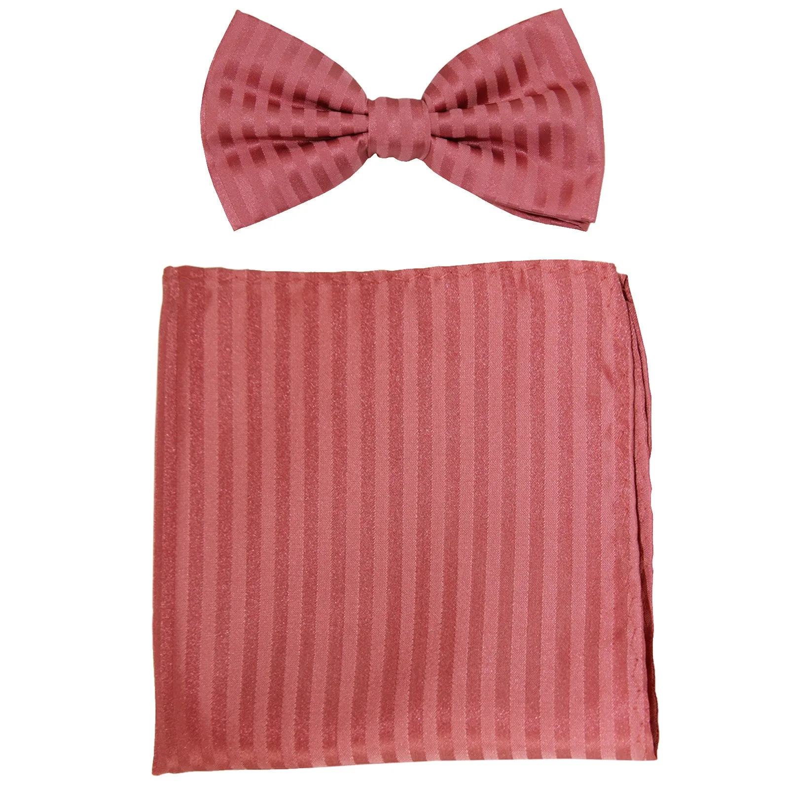 New formal men's pre tied Bow tie & Pocket Square Hankie stripes