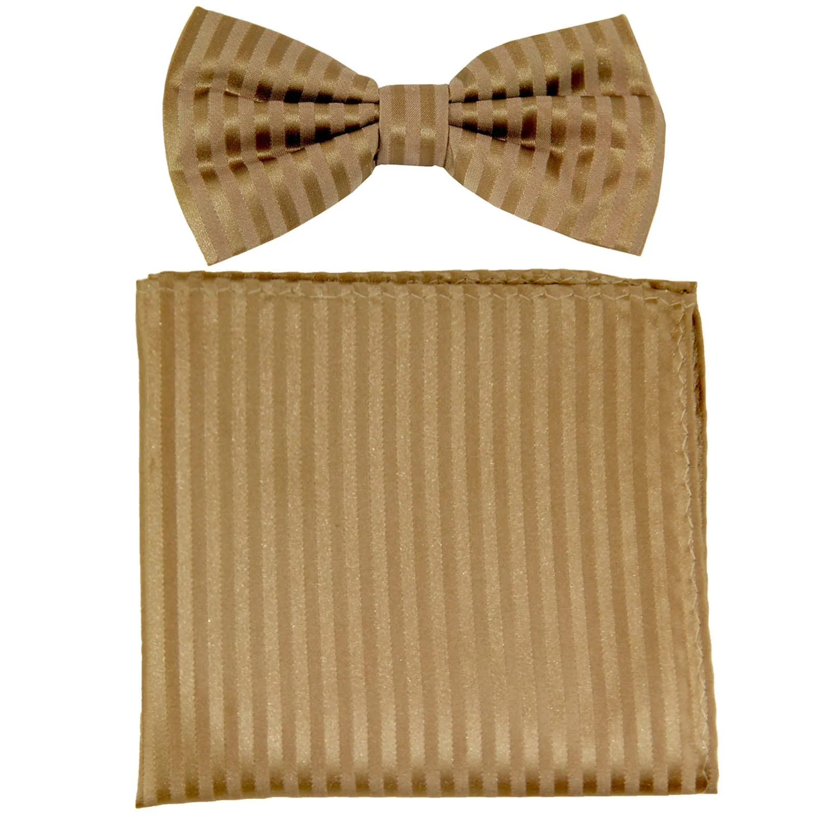New formal men's pre tied Bow tie & Pocket Square Hankie stripes
