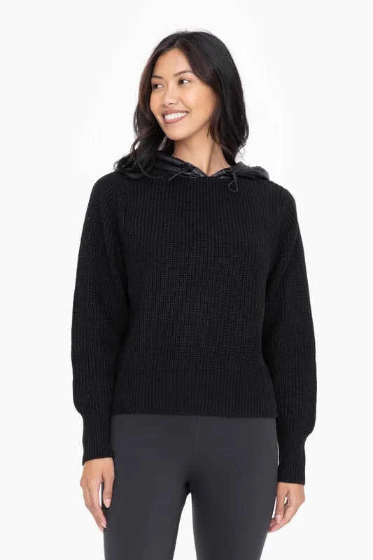 Nylon Trim Knit Hoodie
