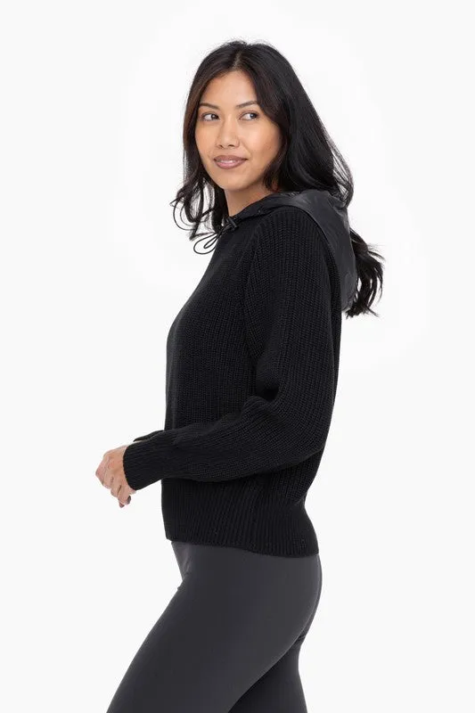 Nylon Trim Knit Hoodie