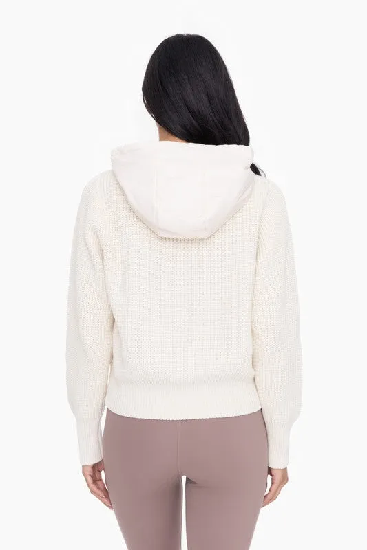 Nylon Trim Knit Hoodie