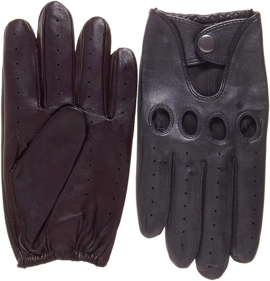 Pratt & Hart Silverstone Men’s Leather Driving Gloves (Unlined) Great for Bikers and Motorcycle Enthusiasts (Sheepskin)