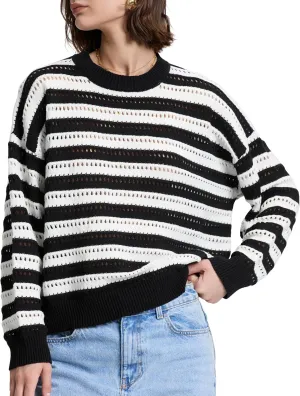 PrettyGuide Women's Crochet Sweaters Crew Neck Long Sleeve Cute Hollow Out Cotton Pullover Knit Tops