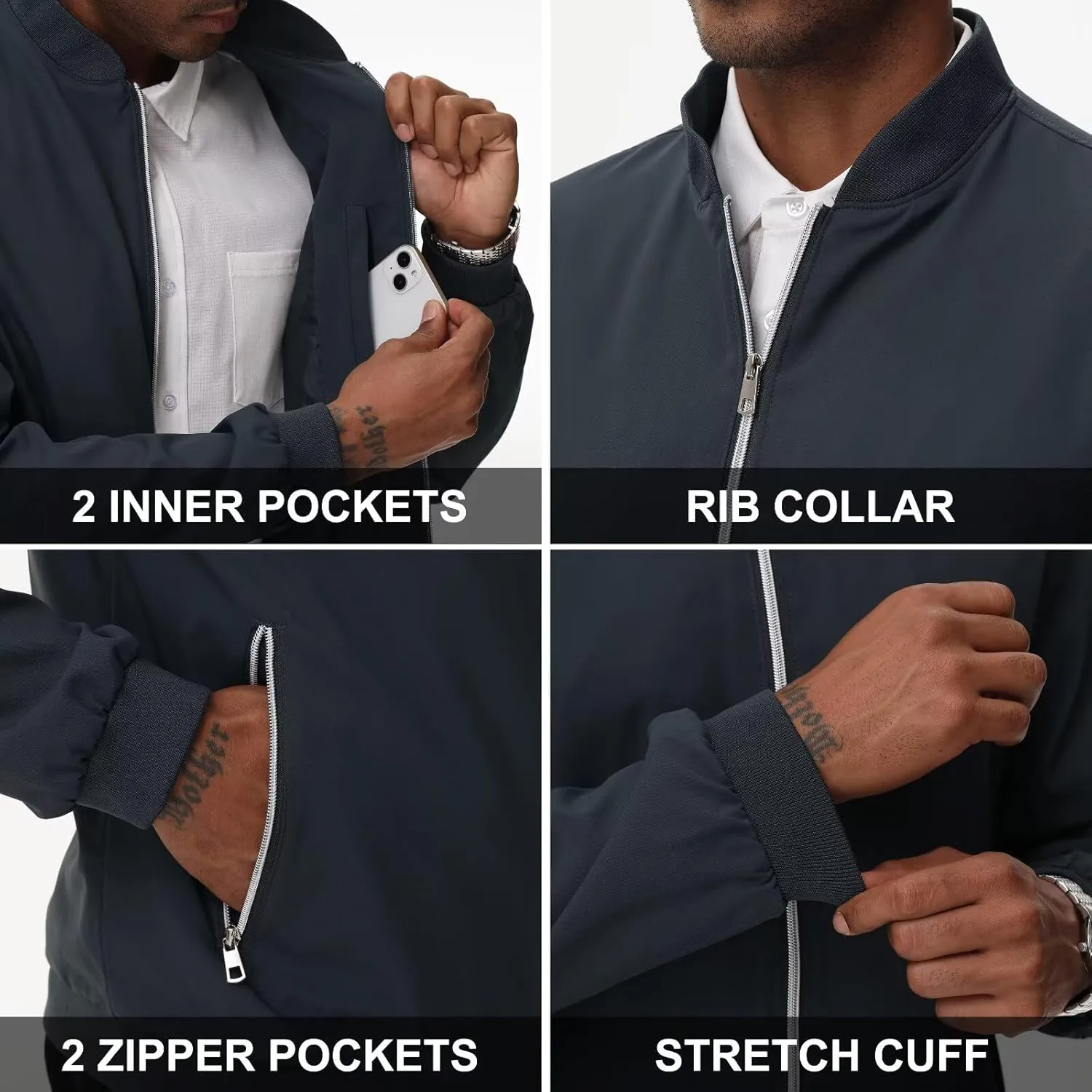 QPNGRP Men's Bright Zipper Windbreaker Softshell Lightweight Jacket