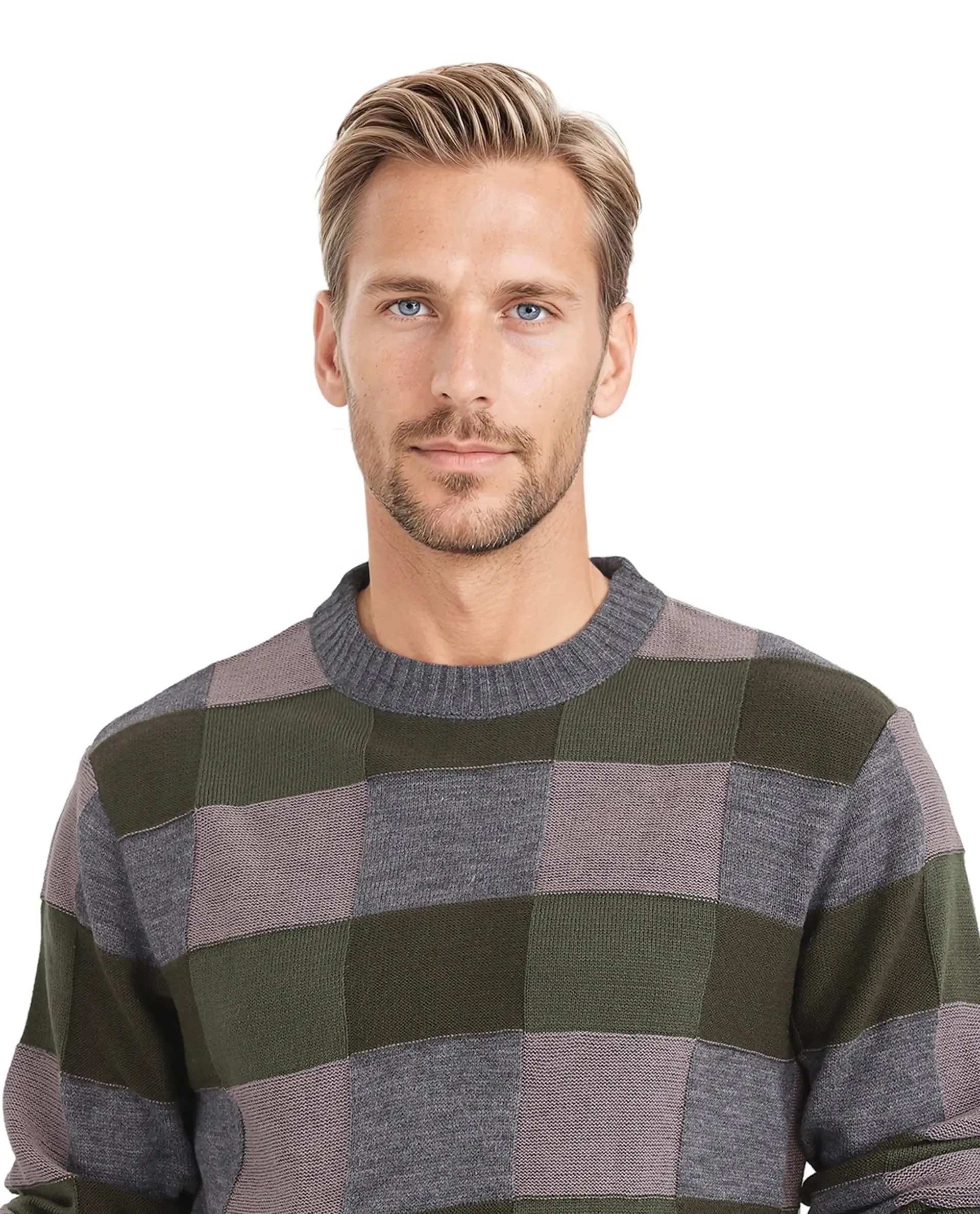 Rare Rabbit Men's Boaz Olive Full Sleeve Crew Neck Regular Fit Plain Sweater