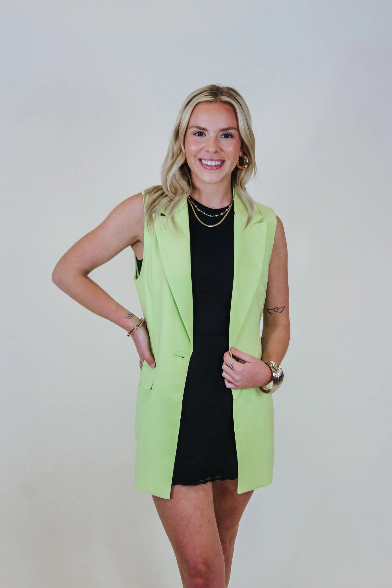 Really Mean It Sleeveless Blazer -2 Colors