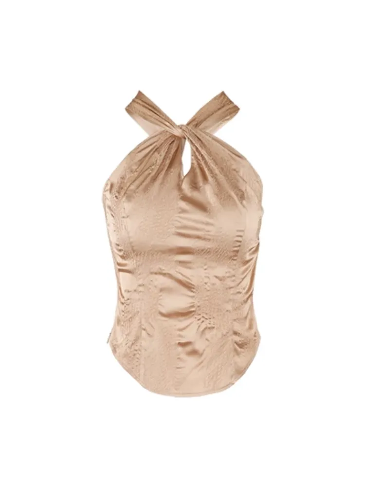 Satin Layered Loose Fluffiy Knit＆Camisole【s0000004026】