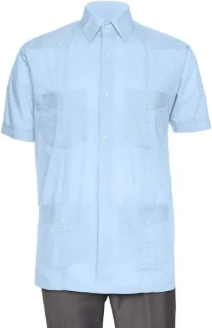 Short Sleeve Guayabera Shirt - for Men Cuban Linen Look