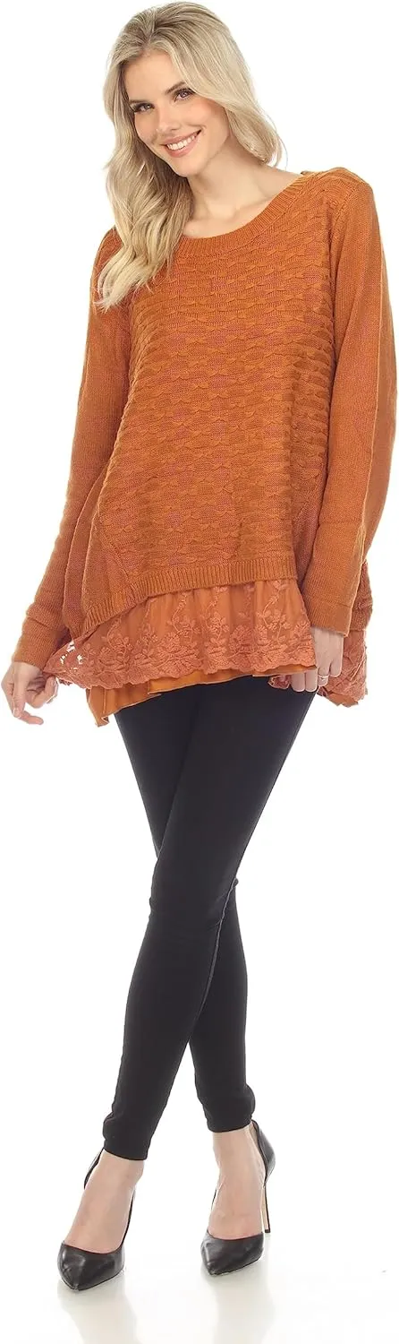 SIMPLY COUTURE Women's Sparkle Dressy Pullover Knit Sweater Sequin Tops (Available in Plus Size)