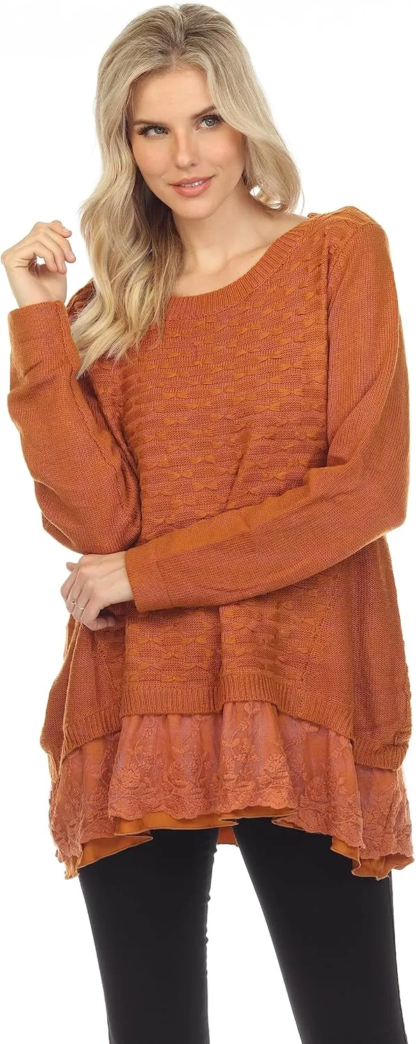 SIMPLY COUTURE Women's Sparkle Dressy Pullover Knit Sweater Sequin Tops (Available in Plus Size)