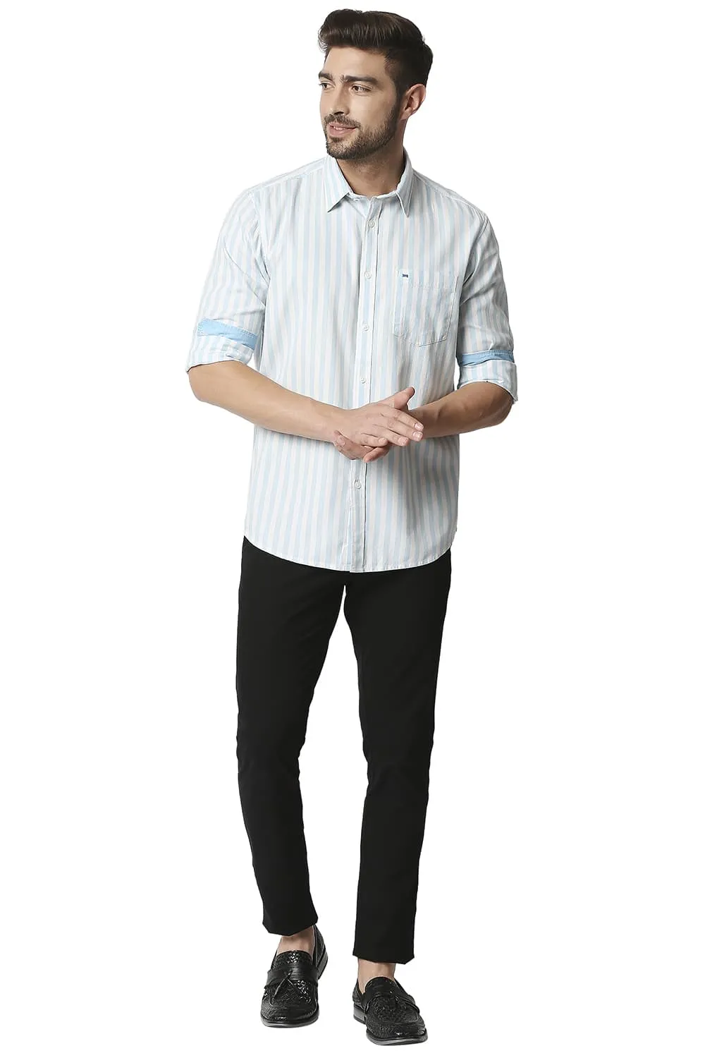 Slim Fit Twill Stripe Shirt
