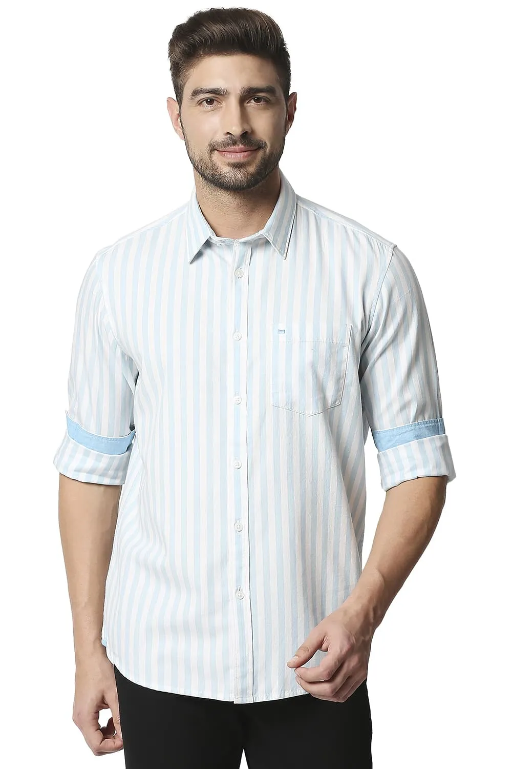 Slim Fit Twill Stripe Shirt