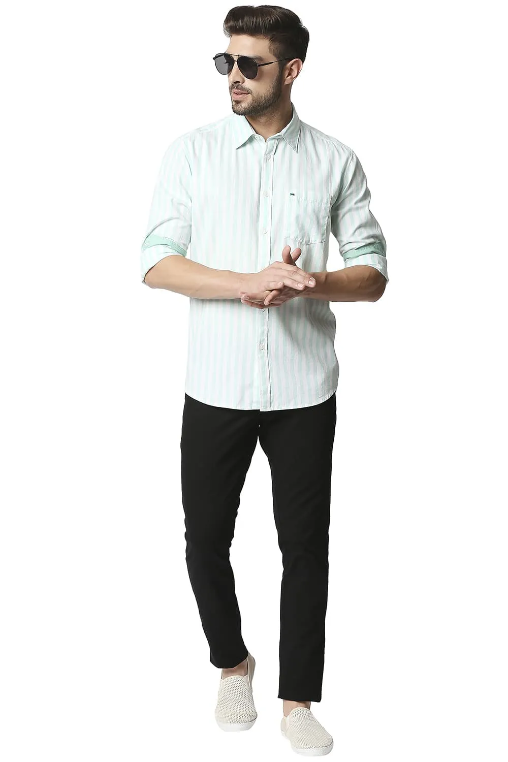 Slim Fit Twill Stripe Shirt