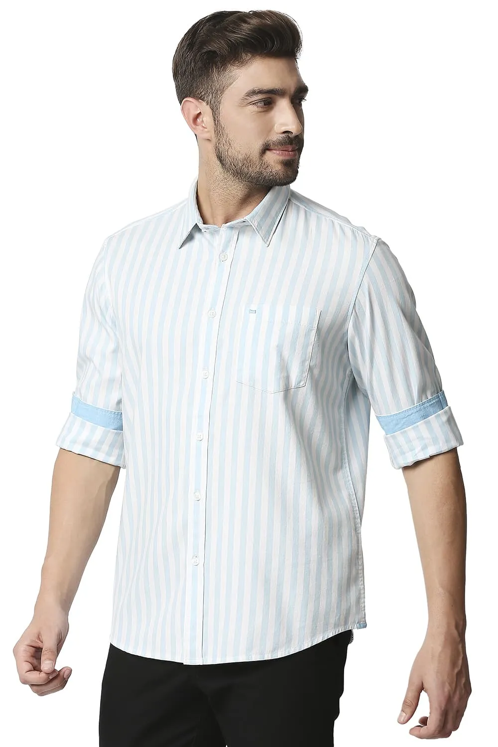 Slim Fit Twill Stripe Shirt