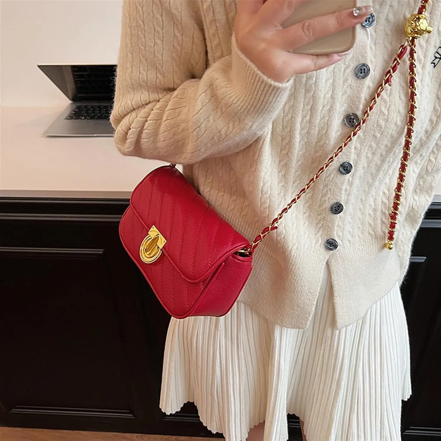 Small Bag Women's Rhombic Crossbody Bag Texture Niche Bag