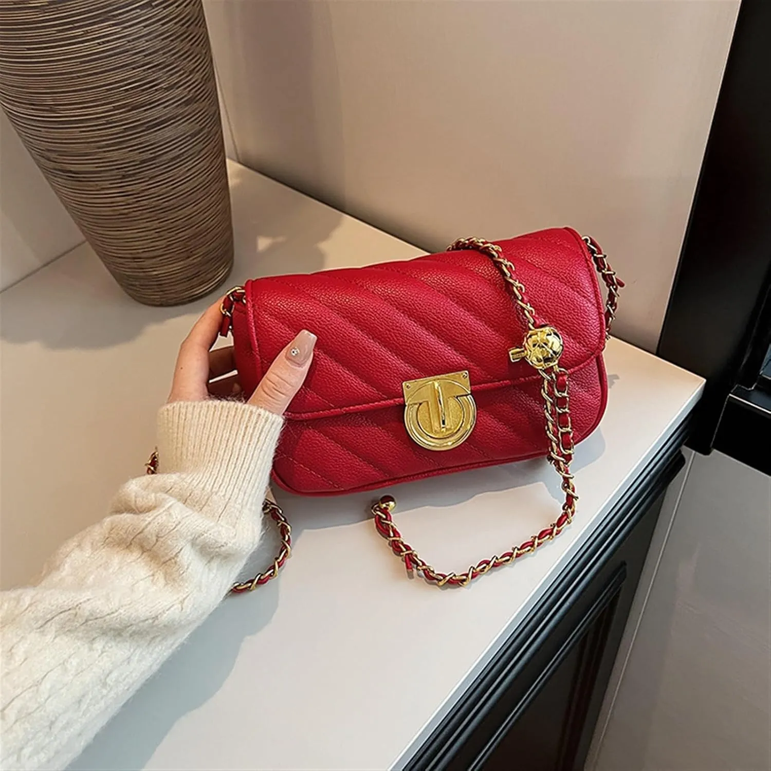 Small Bag Women's Rhombic Crossbody Bag Texture Niche Bag