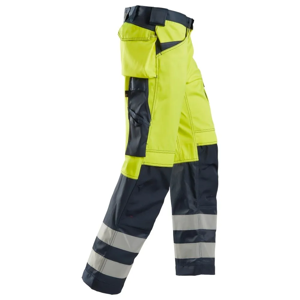 Snickers&#x20;3233&#x20;Work&#x20;Trousers&#x2B;&#x20;Holster&#x20;Pockets&#x20;High-Vis&#x20;Class&#x20;2&#x20;-&#x20;Yellow&#x2F;Navy