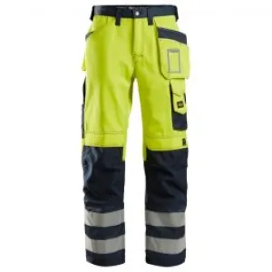 Snickers&#x20;3233&#x20;Work&#x20;Trousers&#x2B;&#x20;Holster&#x20;Pockets&#x20;High-Vis&#x20;Class&#x20;2&#x20;-&#x20;Yellow&#x2F;Navy