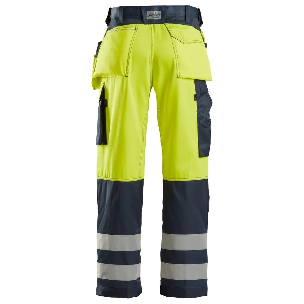 Snickers&#x20;3233&#x20;Work&#x20;Trousers&#x2B;&#x20;Holster&#x20;Pockets&#x20;High-Vis&#x20;Class&#x20;2&#x20;-&#x20;Yellow&#x2F;Navy