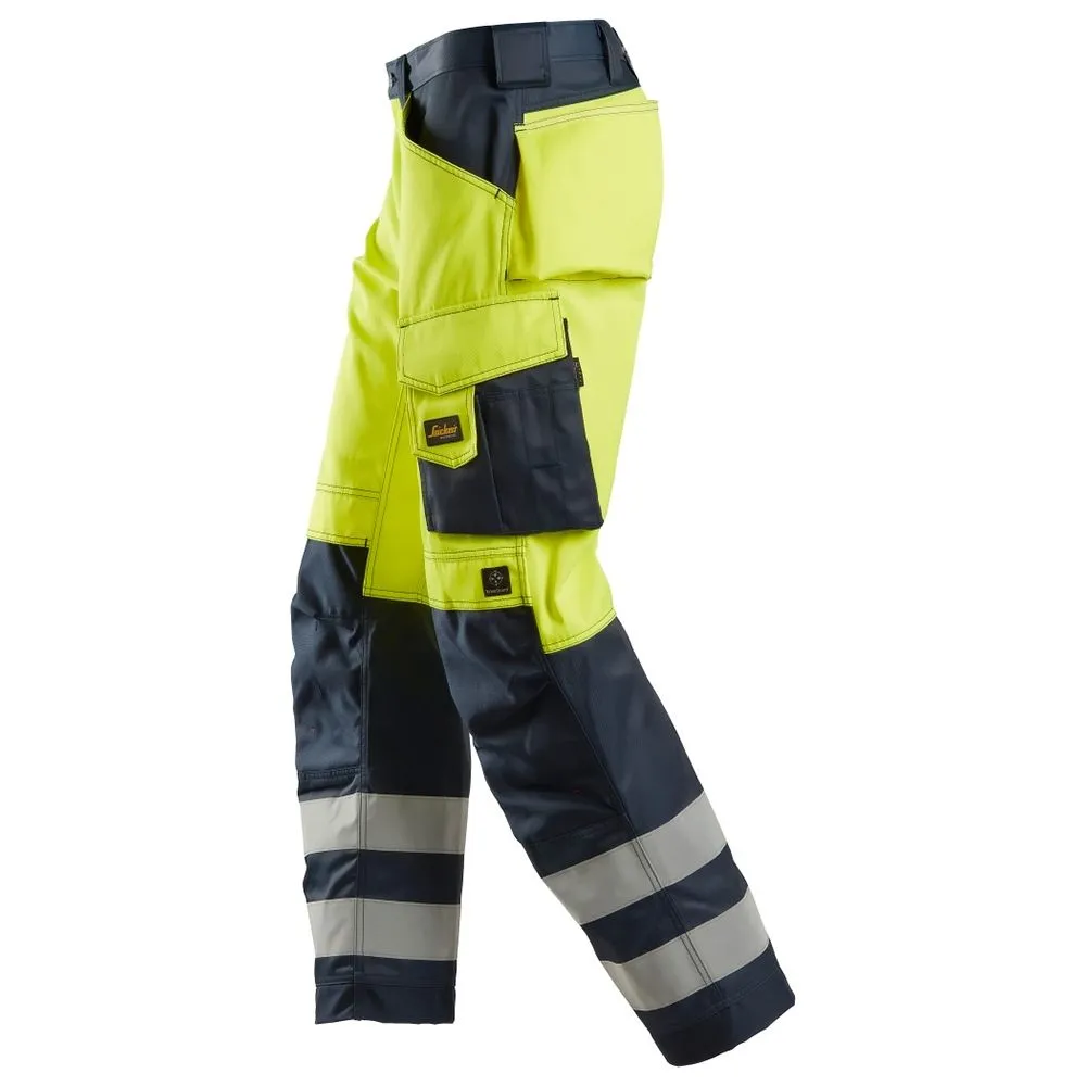 Snickers&#x20;3333&#x20;Work&#x20;Trousers&#x20;High-Vis&#x20;Class&#x20;2&#x20;-&#x20;Yellow&#x2F;Navy