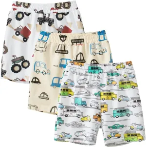 Toddler Boys Summer Knit Shorts with Pocket, 2/3/4 Pack Baby Pull-On Soft Active Shorts