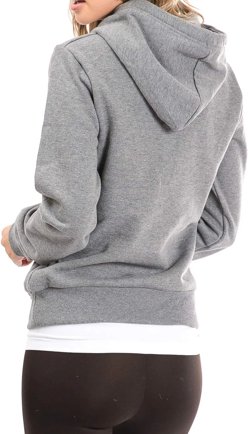 Urban Look Womens Active Long Sleeve Fleece Lined Fashion Hoodie Pullover with Plus Size