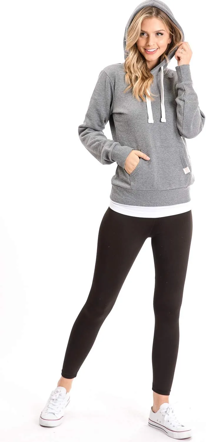 Urban Look Womens Active Long Sleeve Fleece Lined Fashion Hoodie Pullover with Plus Size