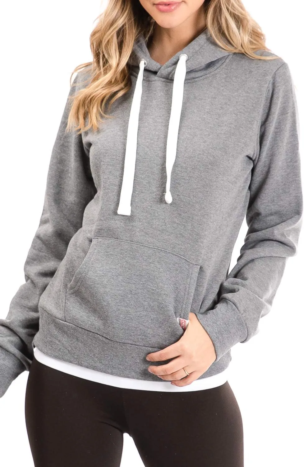 Urban Look Womens Active Long Sleeve Fleece Lined Fashion Hoodie Pullover with Plus Size