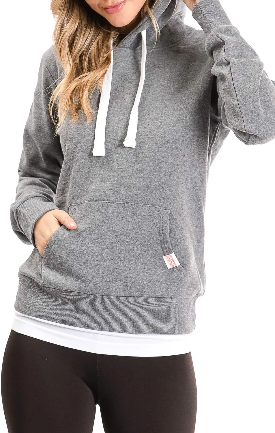 Urban Look Womens Active Long Sleeve Fleece Lined Fashion Hoodie Pullover with Plus Size