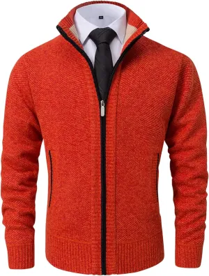 Vcansion Men's Classic Cardigan Sweaters Stand Collar Slim Fit Casual Knitted Sweater