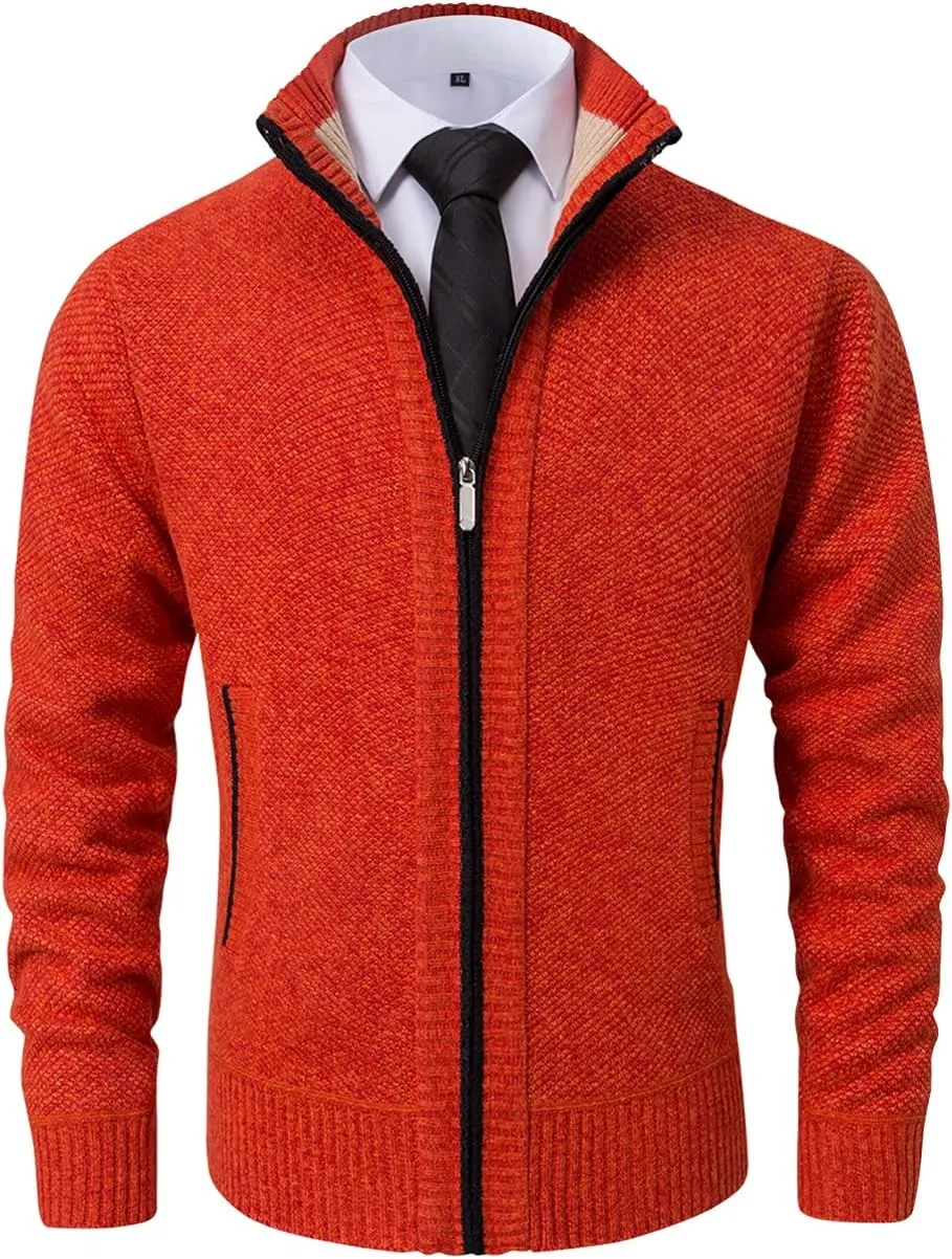Vcansion Men's Classic Cardigan Sweaters Stand Collar Slim Fit Casual Knitted Sweater