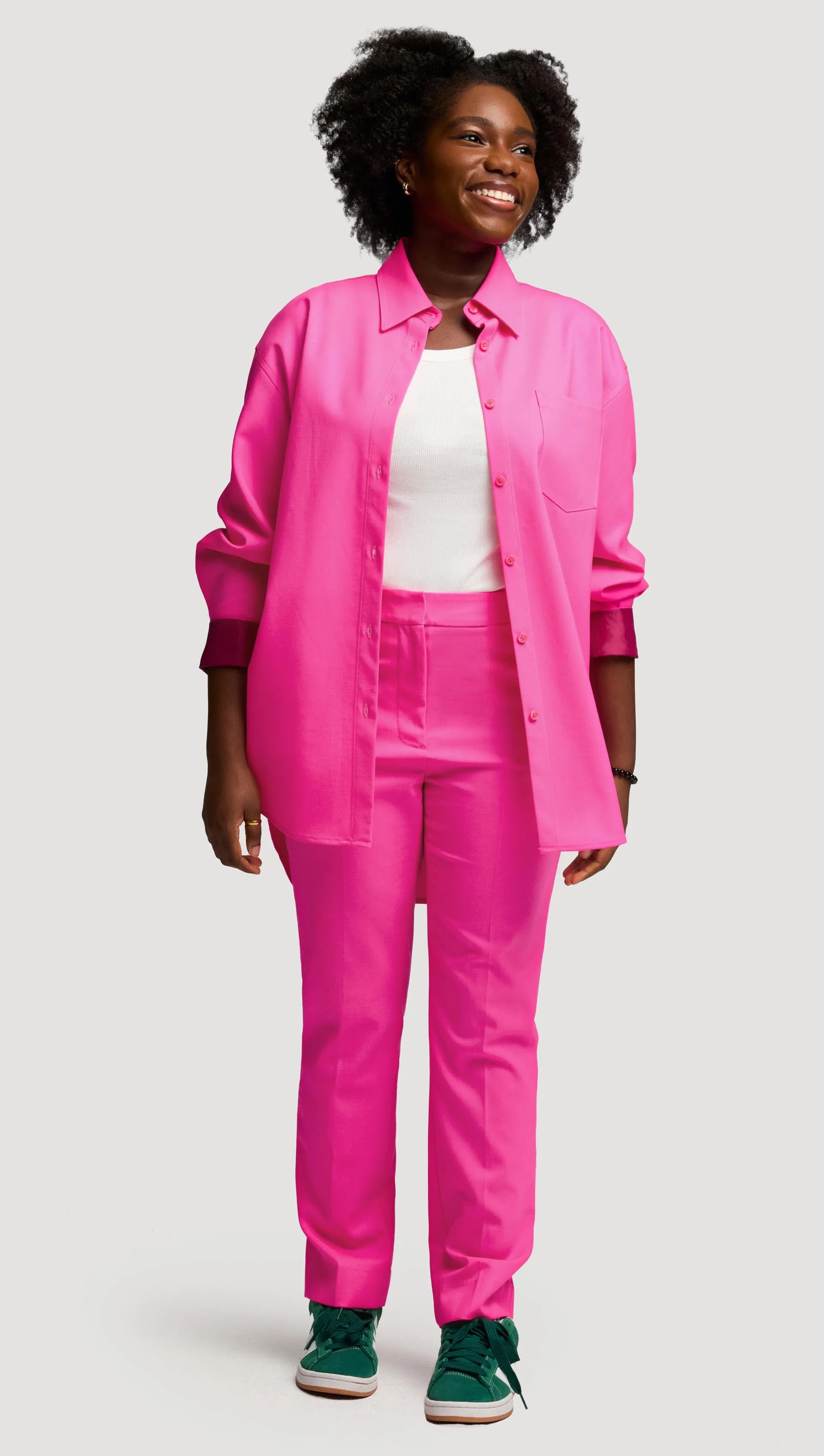 #VotingSuitsYou Trouser in Seasonless Wool | Bright Pink