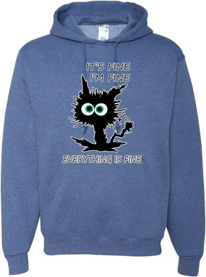 Wild Bobby Cat Joke It's Fine I'm Fine Everything is Fine Cat Lover Unisex Graphic Hoodie Sweatshirt
