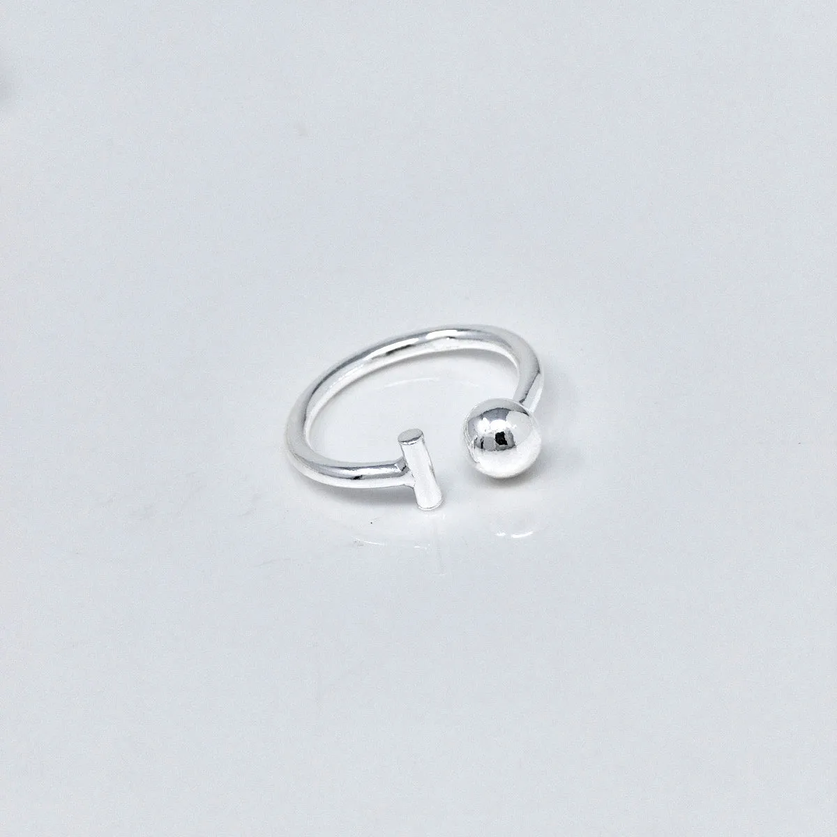 Women's Ball and Bar Silver Ring
