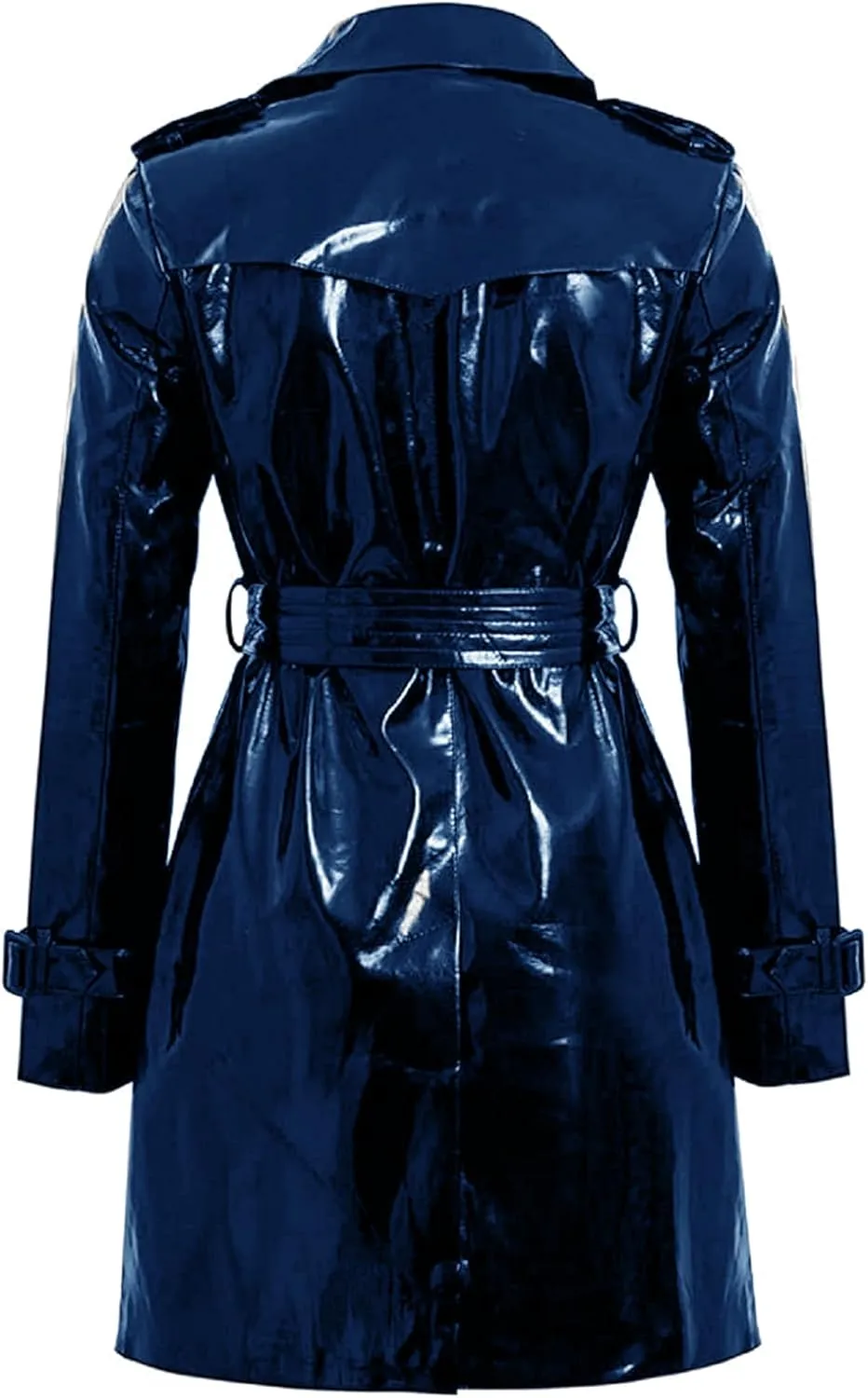 Womens PVC Wet look Sexy Coat | Trench Vinyl Shiny Outdoor Belted Outerwear